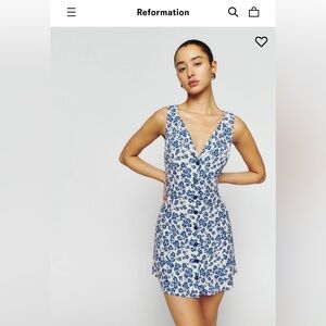 Reformation Rilynn Blue Floral Dress
